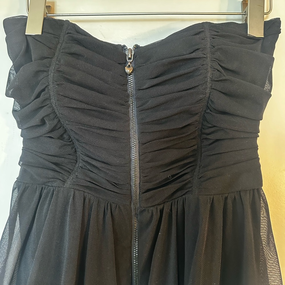 Betsey Johnson VTG Y2K Black Sweetheart Strapless Tulle Fit & Flare Mini Dress,S - Picture 7 of 11